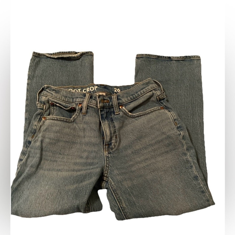 Billie Demi J Crew 9”Boot Crop Distressed Denim Jeans in Size 26